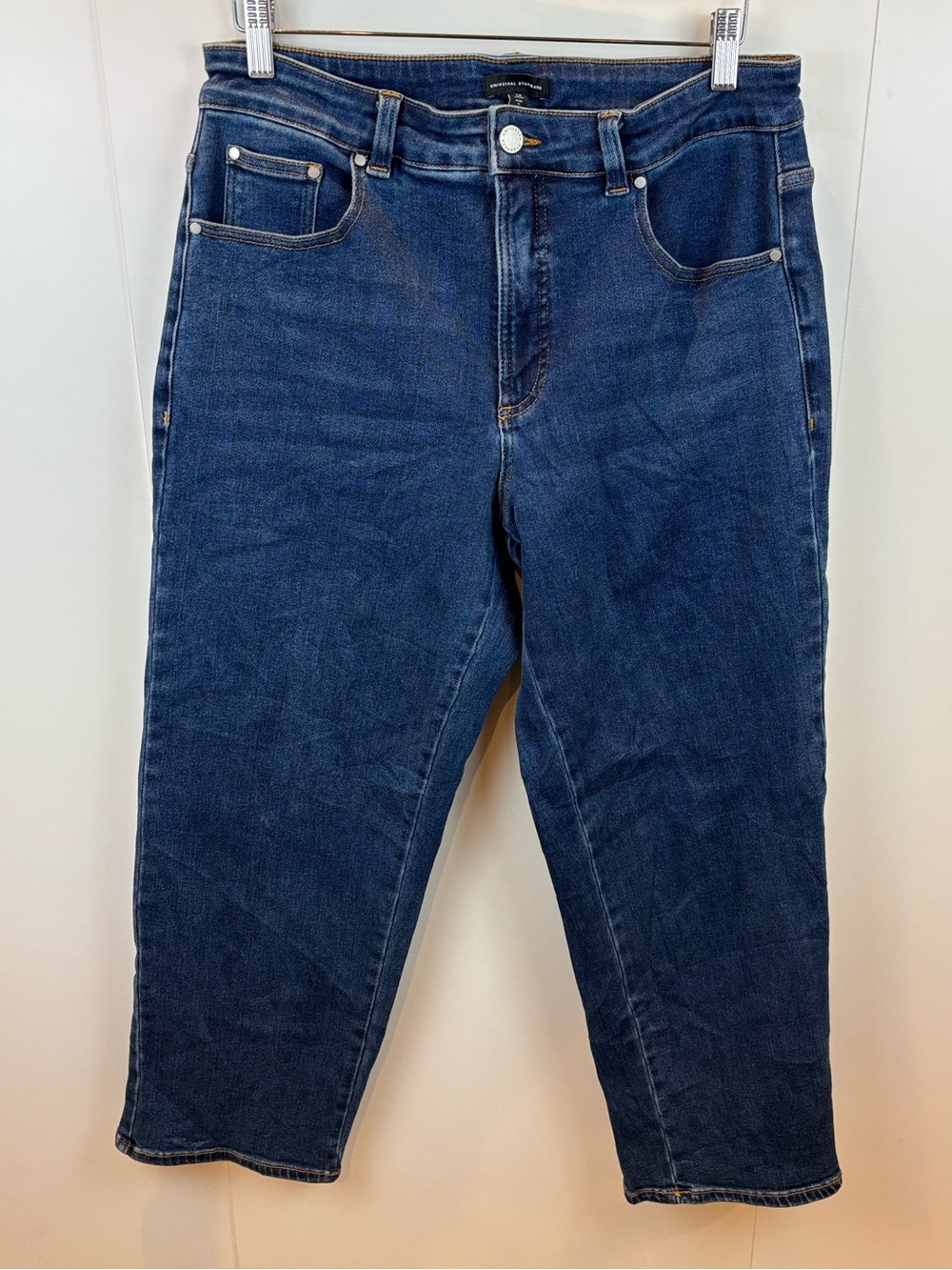 Universal Standard Tapered High Rise Jeans Womens 12 Medium Wash Stretch Denim